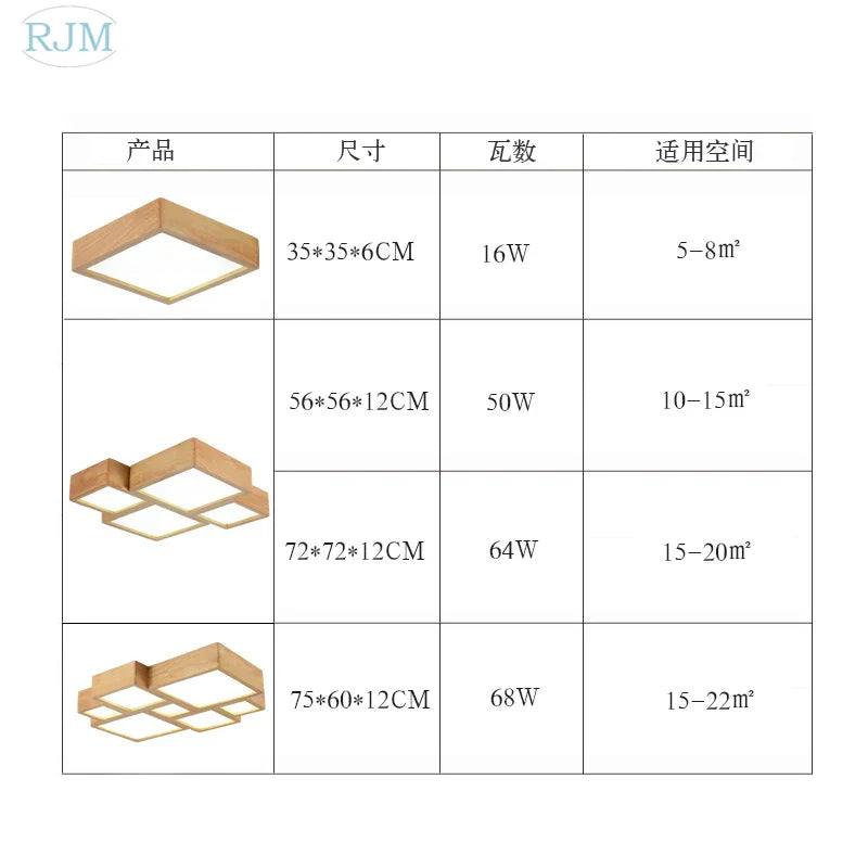 GobekUsa Japanese Solid Wood Ceiling Lamp for Home Living Room Bedroom Study, photo 5 of 10