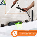 GobekUsa Black Waterfall LED Bathtub Faucet Set