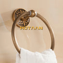 GobekUsa Antique Brass Wall-Mounted Round Towel Holder - Classic Bathroom Accessories