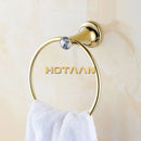 GobekUsa Golden Stainless Steel Crystal Towel Ring Bathroom Accessories