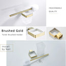 GobekUsa Brushed Gold Stainless Steel Bathroom Accessory Set: TP Holder, Towel Bar, Storage Shelf