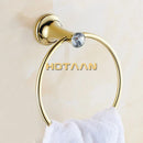 GobekUsa Golden Stainless Steel Crystal Towel Ring Bathroom Accessories