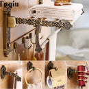 GobekUsa Antique Bronze Carved Aluminum Bathroom Accessories Set: Towel Rack, Paper Holder, Hooks