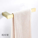 GobekUsa Bath Set: Towel Rack, Corner Shelf, Paper Holder, Mixer Faucet - Brushed Matt Gold