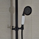 GobekUsa Black Bronze Bathroom Shower Faucet Set with Dual Ceramic Handles & 8" Rainfall Column