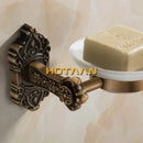 GobekUsa Antique Brass Bathroom Soap Dish Glass Holder - Wall Mounted Aluminum Bath Accessory