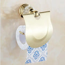 GobekUsa Brass & Crystal Bathroom Set: Towel Rack, Towel Bar, Paper Holder, Soap Dish