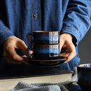 GobekUsa Deep Blue Ceramic Espresso Coffee Cup Saucer Set