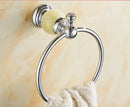 GobekUsa Brass & Jade Bathroom Set: Holder, Bar, Basket, Rack, Ring - Hardware Collection