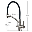 GobekUsa Dual Spout Dual Handles Kitchen Faucet with Hot and Cold Mixer for Pure Water