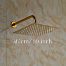 GobekUsa Golden Ultrathin Rainfall Shower Head Set with Wall Mount Brass Arm