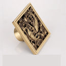 GobekUsa Antique Brass Square Fish Carved Bathroom Floor Drain Hair Strainer