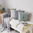 GobekUsa Geometric Embroidered Cushion Cover Grey Black Blue Square Pillow 45x45cm