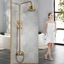 GobekUsa Antique Brass Rainfall Shower Faucet Set with 2 Functions