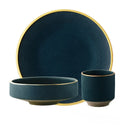 GobekUsa Ceramic Dinner Plate - Gold Edged Steak Dish - High Quality Japan Style Partyware
