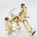 GobekUsa Gold Finish Bath Tub Faucet with Ceramic Handle and Handheld Shower AI-5329