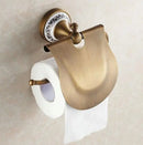 GobekUsa Bathroom Accessories Set: Towel Rack, Bar, Holder, Hook - Antique Brass/Ceramic/Copper