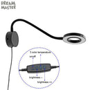 GobekUsa Dimmable LED Wall Lamp for Bedside Reading, USB Powered, Gooseneck Bedroom Light