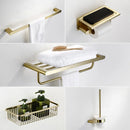 GobekUsa Brushed Gold Bathroom Hardware Set: Towel Rack, Paper Holder, Toilet Brush Holder, Hooks