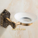GobekUsa Antique Brass Bathroom Soap Dish Glass Holder - Wall Mounted Aluminum Bath Accessory