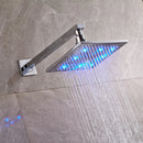 GobekUsa 8" Brass Square LED Rainfall Shower Head with Wall Mount Arm Pipe