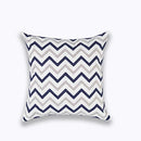 GobekUsa Blue Zigzag Geometric Embroidered Cushion Cover 45x45cm