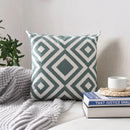 GobekUsa Geometric Embroidered Cushion Cover Grey Black Blue Square Pillow 45x45cm