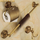 GobekUsa Brass Bathroom Accessories Set, Robe Hook, Paper Holder, Towel Bar, Antique Finish