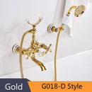 GobekUsa Gold Brass Wall Mounted Bathtub Faucet with Hand Held Shower Kit