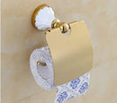 GobekUsa Bathroom Accessories Set: Gold Finish Paper Holder, Towel Bar, Soap Holder, Towel Rack & More