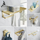 GobekUsa Gold Bath Hardware Set: Towel Ring, Toilet Brush Holder - WF-552200