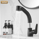 GobekUsa Black Basin Faucet Hot Cold Mixer Tap Single Handle Pull Out Mixer