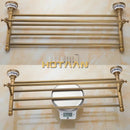 GobekUsa Brass Bathroom Towel Rack, Antique Brass Towel Holder, 60cm Corner Bath Shelf