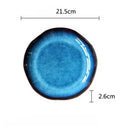 GobekUsa Deep Blue Ceramic Dessert Plate - Round Solid Dish