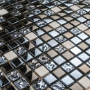Blue 12x12 Glossy Textured Square Glass Metal Mosaic Tile (5 pack, 4.75 sq ft/case) - Sample