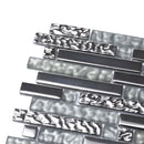 Silver 12x12 Glossy Matte Linear Glass Mosaic Tile (5 pack, 4.79 sq ft/case)