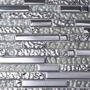 Silver 12x12 Glossy Matte Linear Glass Mosaic Tile (5 pack, 4.79 sq ft/case)
