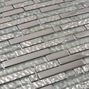Silver 12x12 Glossy Matte Linear Glass Mosaic Tile (5 pack, 4.79 sq ft/case)