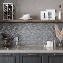 Silver 12x12 Glossy Matte Linear Glass Mosaic Tile (5 pack, 4.79 sq ft/case)