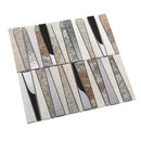 White Brown 12x12 Polished Textured Trapezium Glass Stone Mosaic Tile (5 pack, 4.83 sq ft/case) - Sample