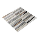 White Brown 12x12 Polished Textured Trapezium Glass Stone Mosaic Tile (5 pack, 4.83 sq ft/case) - Sample