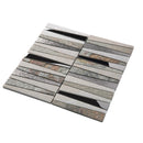 White Brown 12x12 Polished Textured Trapezium Glass Stone Mosaic Tile (5 pack, 4.83 sq ft/case)