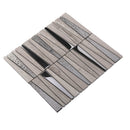 Gray 12x12 Polished Textured Trapezium Glass Stone Mosaic Tile (5 pack, 4.83 sq ft/case)