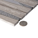 Gray 12x12 Polished Textured Trapezium Glass Stone Mosaic Tile (5 pack, 4.83 sq ft/case)