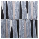 Blue Gray 12x12 Polished Textured Trapezium Glass Stone Mosaic Tile (5 pack, 4.83 sq ft/case) - Sample