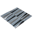 Blue Gray 12x12 Polished Textured Trapezium Glass Stone Mosaic Tile (5 pack, 4.83 sq ft/case)