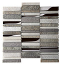 Brown Gray 12x12 Brick Polished Textured Glass Stone Mosaic Tile (5 pack, 4.83 sq ft/case) - Sample