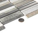 Brown Gray 12x12 Polished Textured Glass Stone Mosaic Tile (5 pack, 4.83 sq ft/case)