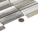Brown Gray 12x12 Brick Polished Textured Glass Stone Mosaic Tile (5 pack, 4.83 sq ft/case) - Sample