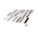 Brown White 12x12 Polished Textured Brick Glass Stone Mosaic Tile (5 pack, 4.83 sq ft/case)